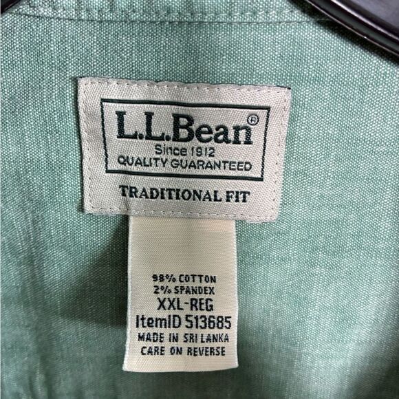 L.L. Bean Men's Comfort Stretch Chambray Untucked Fit S/S Button Down 513685 XXL - Picture 2 of 5